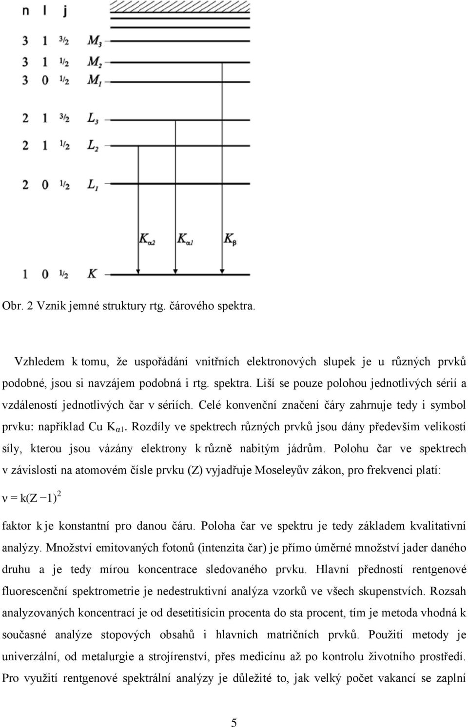 Polohu čar ve spektrech v závislosti na atomovém čísle prvku (Z) vyjadřuje Moseleyův zákon, pro frekvenci platí: ν = k(z 1) 2 faktor k je konstantní pro danou čáru.