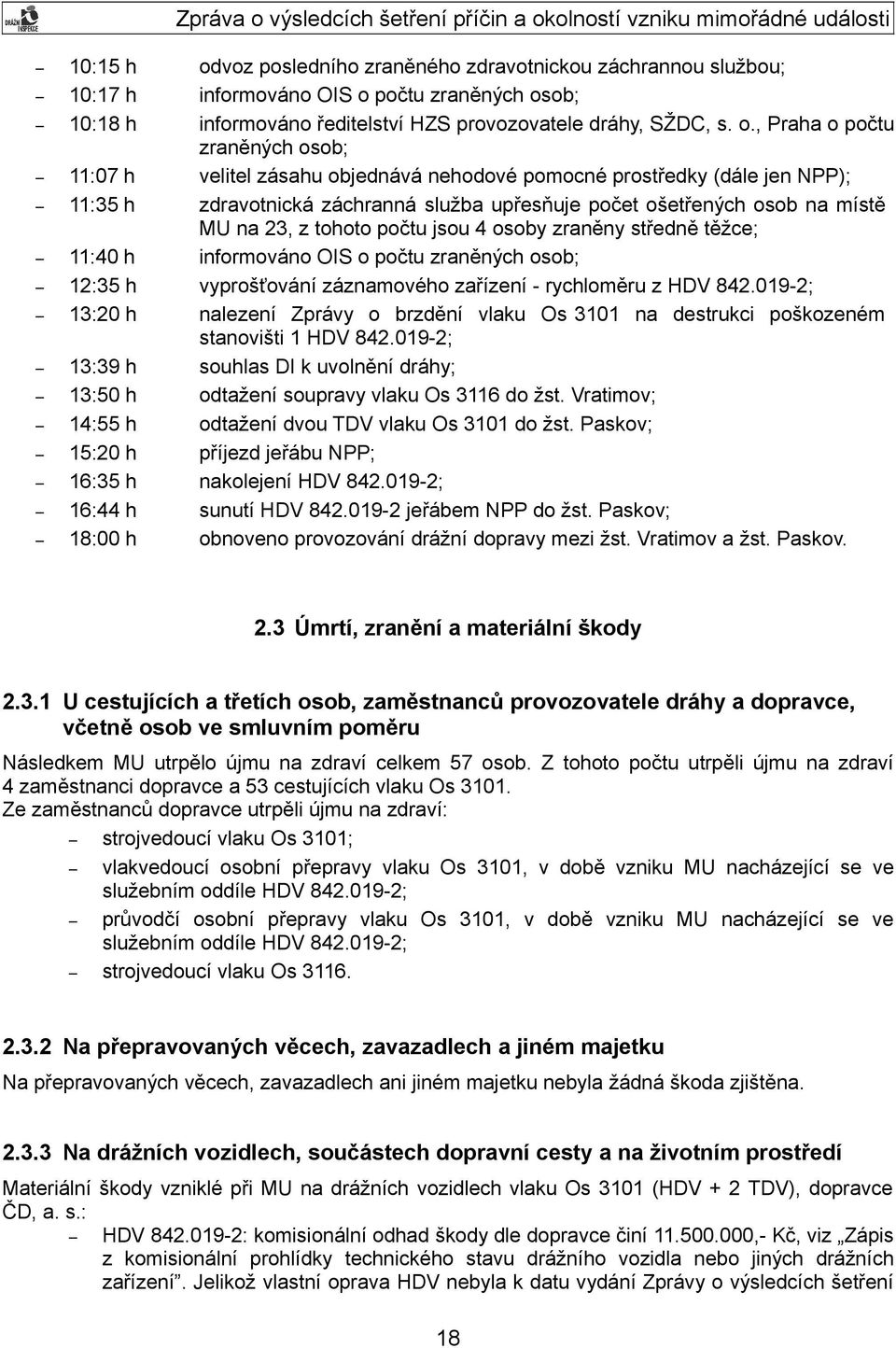 ob; informováno ředitelství HZS provozovatele dráhy, SŽDC, s. o.