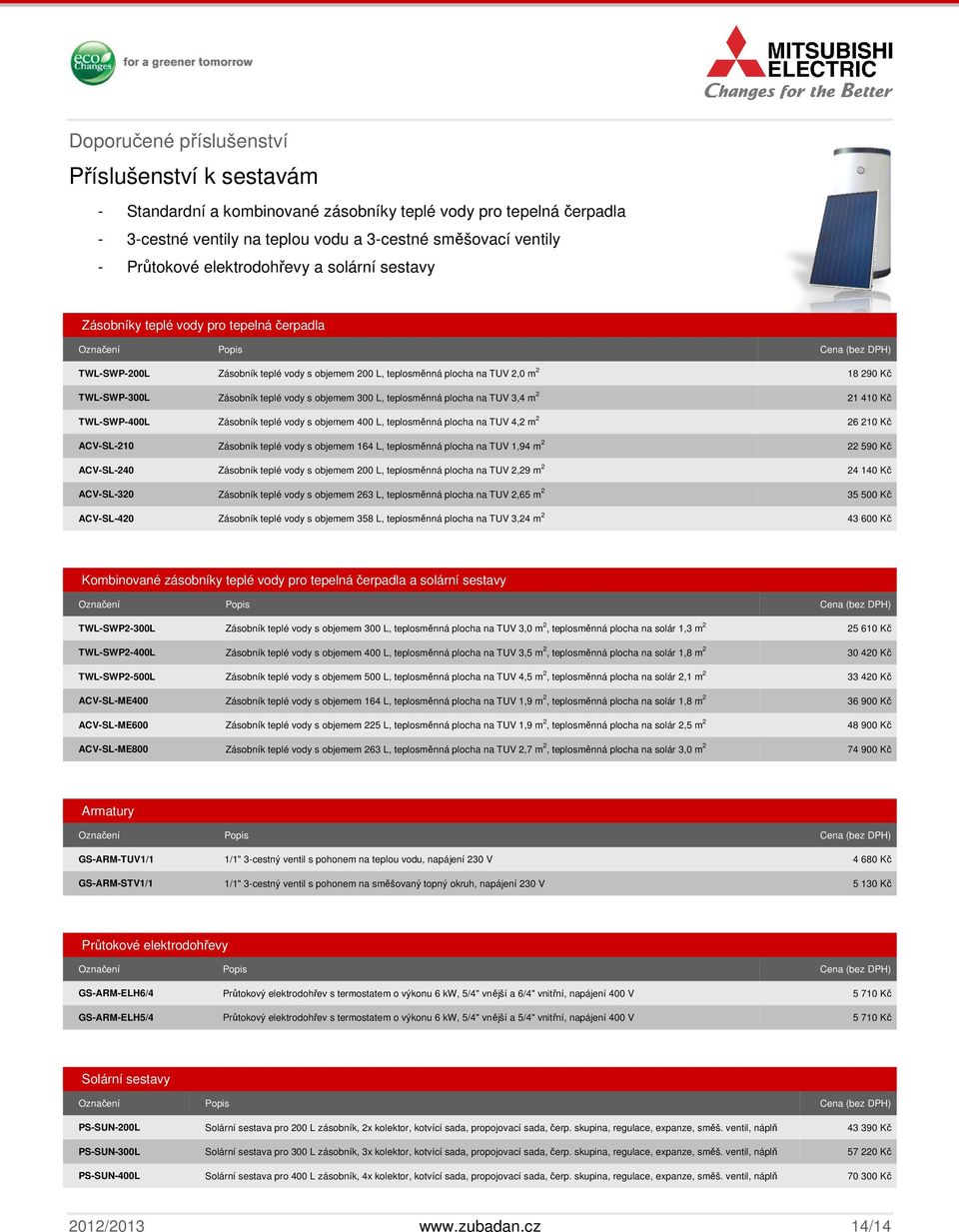 vody s objemem 300 L, teplosměnná plocha na TUV 3,4 m 2 21 410 Kč TWL-SWP-400L Zásobník teplé vody s objemem 400 L, teplosměnná plocha na TUV 4,2 m 2 26 210 Kč ACV-SL-210 Zásobník teplé vody s