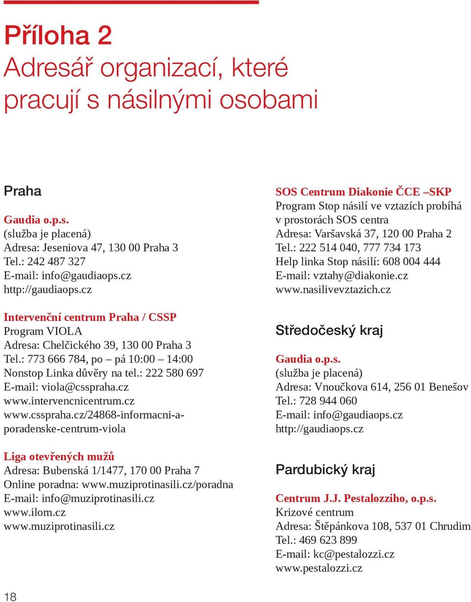 : 222 580 697 E-mail: viola@csspraha.cz www.intervencnicentrum.cz www.csspraha.cz/24868-informacni-aporadenske-centrum-viola Liga otevřených mužů Adresa: Bubenská 1/1477, 170 00 Praha 7 Online poradna: www.