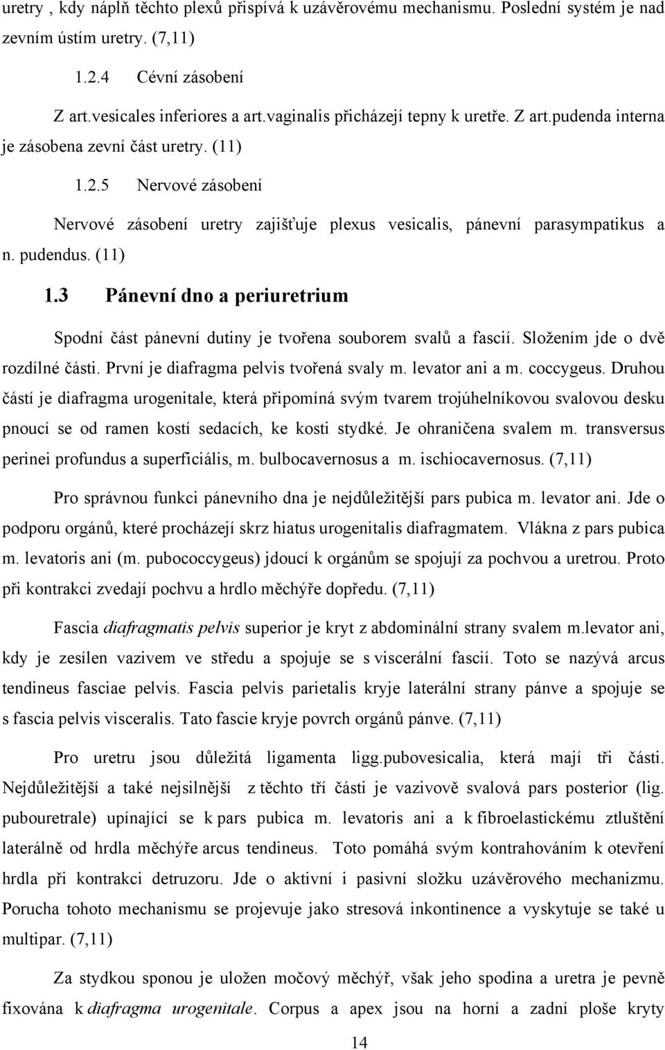 pudendus. (11) 1.3 Pánevní dno a periuretrium Spodní část pánevní dutiny je tvořena souborem svalů a fascií. Složením jde o dvě rozdílné části. První je diafragma pelvis tvořená svaly m.