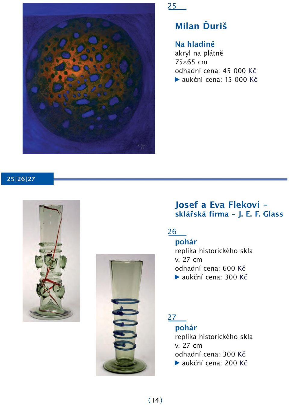27 cm odhadní cena: 600 Kč aukční cena: 300 Kč 27 pohár replika historického skla v.