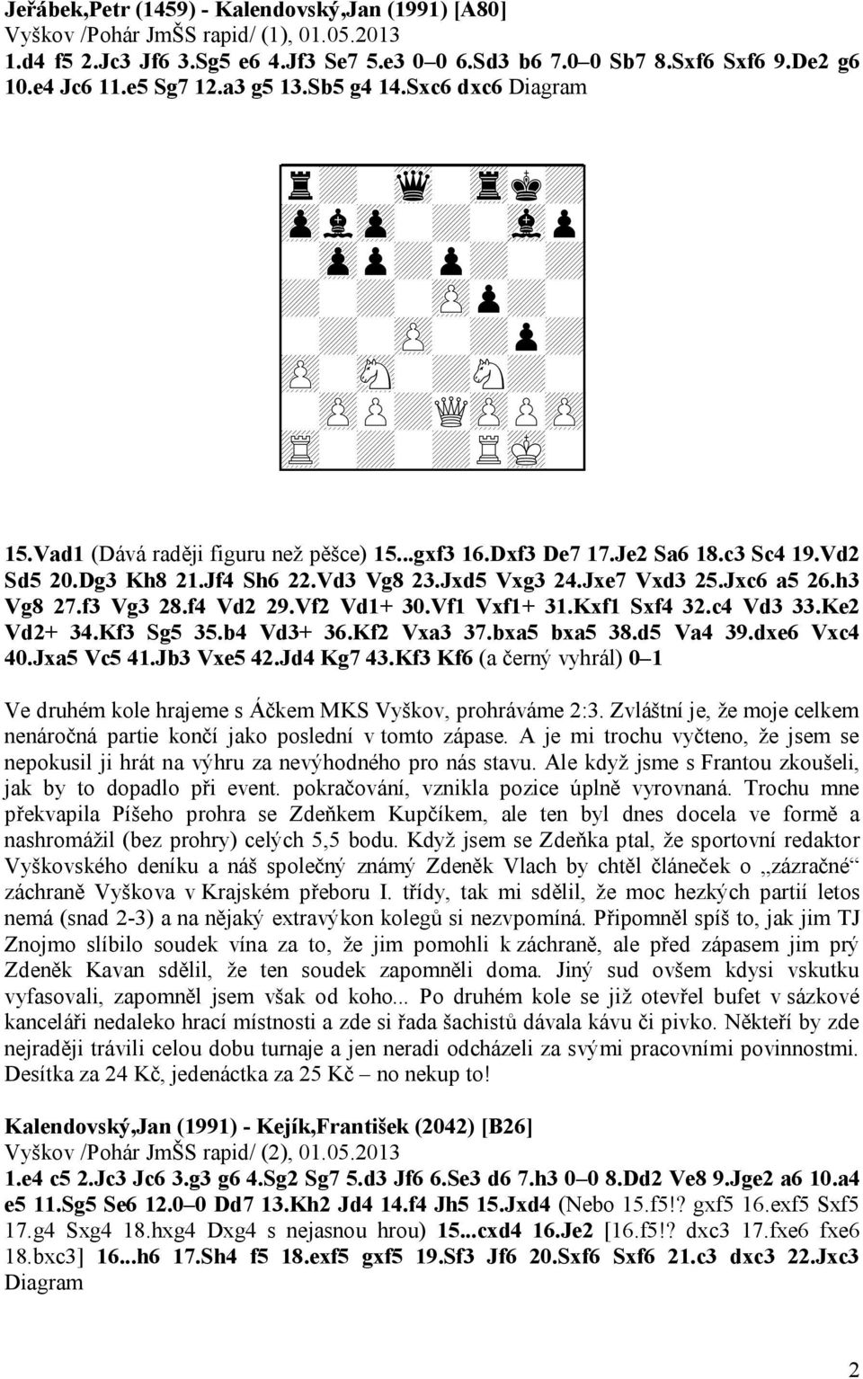 Dxf3 De7 17.Je2 Sa6 18.c3 Sc4 19.Vd2 Sd5 20.Dg3 Kh8 21.Jf4 Sh6 22.Vd3 Vg8 23.Jxd5 Vxg3 24.Jxe7 Vxd3 25.Jxc6 a5 26.h3 Vg8 27.f3 Vg3 28.f4 Vd2 29.Vf2 Vd1+ 30.Vf1 Vxf1+ 31.Kxf1 Sxf4 32.c4 Vd3 33.