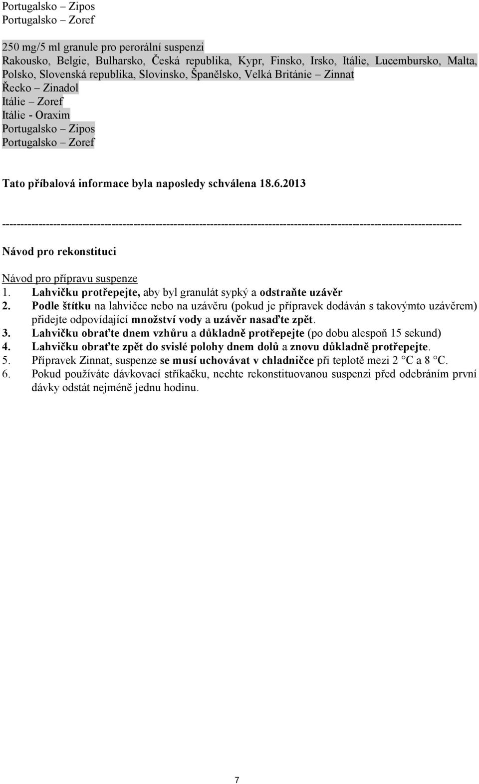 2013 ------------------------------------------------------------------------------------------------------------------------------ Návod pro rekonstituci Návod pro přípravu suspenze 1.