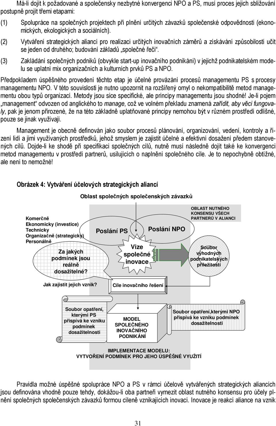 (2) Vytváření strategických aliancí pro realizaci určitých inovačních záměrů a získávání způsobilostí učit se jeden od druhého; budování základů společné řeči.