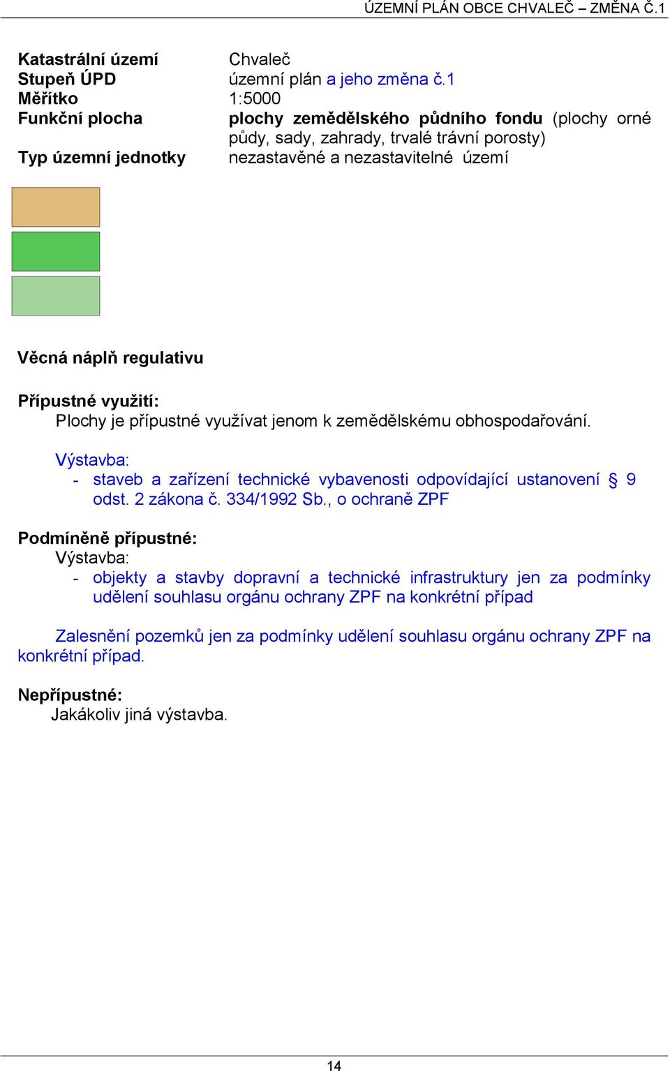 Výstavba: - staveb a zařízení technické vybavenosti odpovídající ustanovení 9 odst. 2 zákona č. 334/1992 Sb.