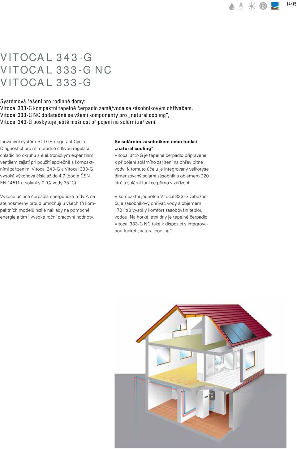 Inovativní systém RCD (Refrigerant Cycle Diagnostic) pro mimořádně citlivou regulaci chladicího okruhu s elektronickým expanzním ventilem zajistí při použití společně s kompaktními zařízeními Vitocal