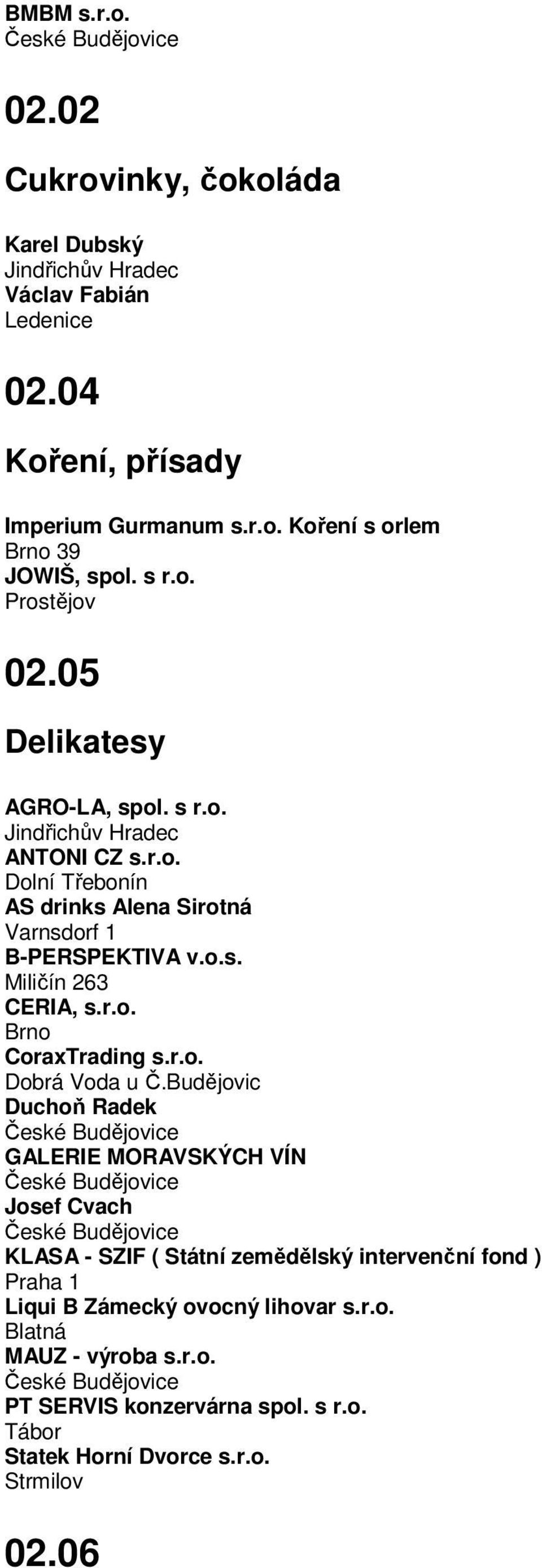 r.o. Brno CoraxTrading s.r.o. Dobrá Voda u Č.