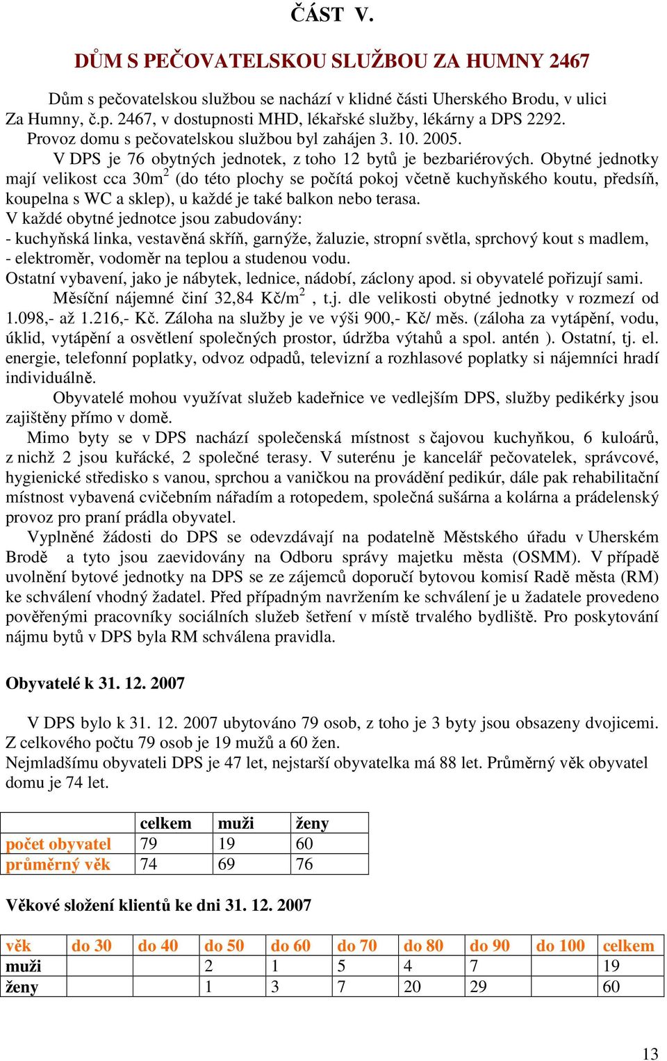 Obytné jednotky mají velikost cca 30m 2 (do této plochy se počítá pokoj včetně kuchyňského koutu, předsíň, koupelna s WC a sklep), u každé je také balkon nebo terasa.