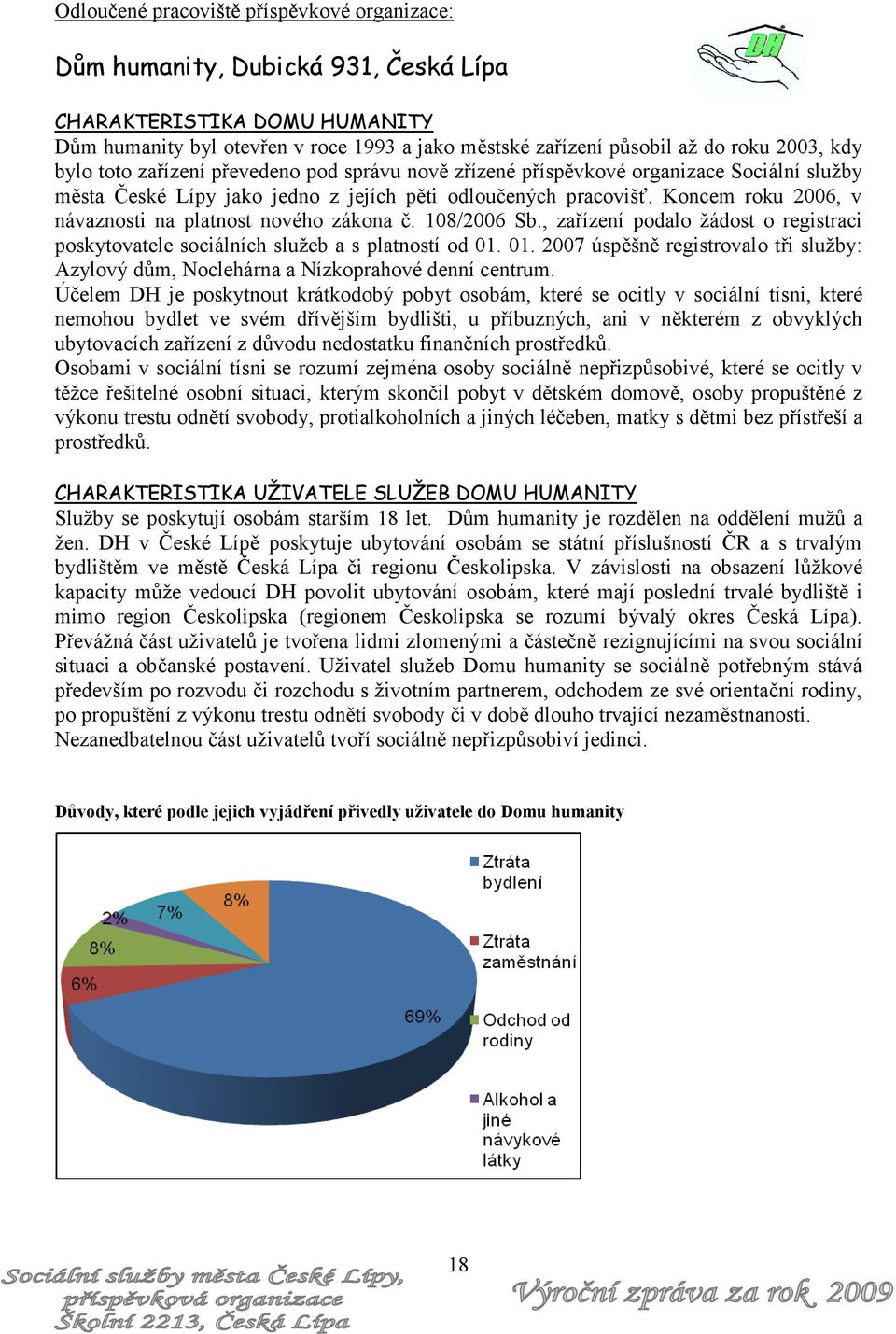 Koncem roku 2006, v návaznosti na platnost nového zákona č. 108/2006 Sb., zařízení podalo žádost o registraci poskytovatele sociálních služeb a s platností od 01.