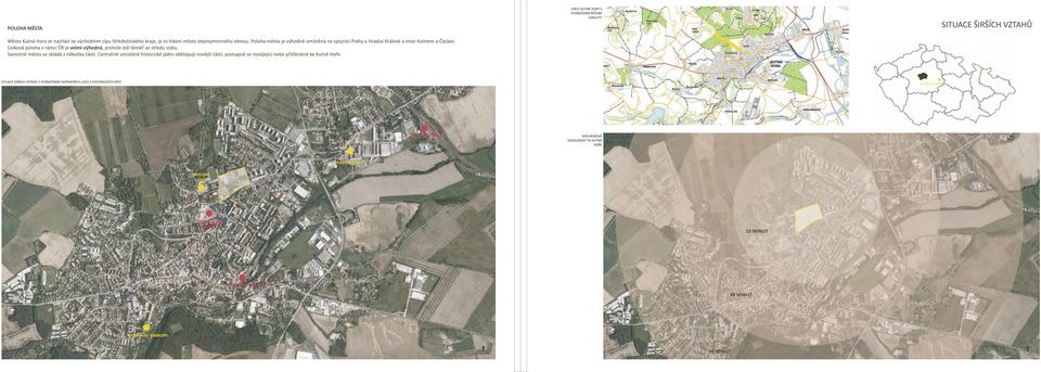 Samotné město se skládá z několika částí. Centrálně umístěné historické jádro obklopují novější části, postupně se rozvíjející nebo přičleněné ke Kutné Hoře.