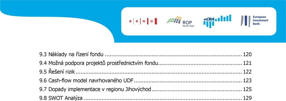 5 Řešení rizik... 122 9.6 Cash-flow model navrhovaného UDF.