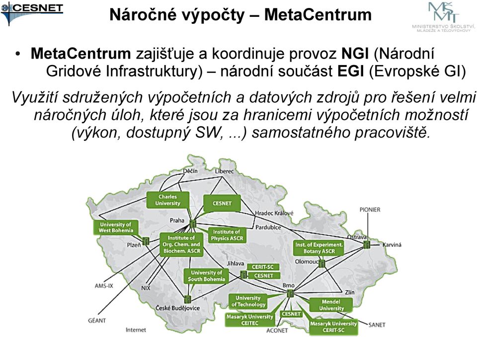 sdružených výpočetních a datových zdrojů pro řešení velmi náročných úloh, které