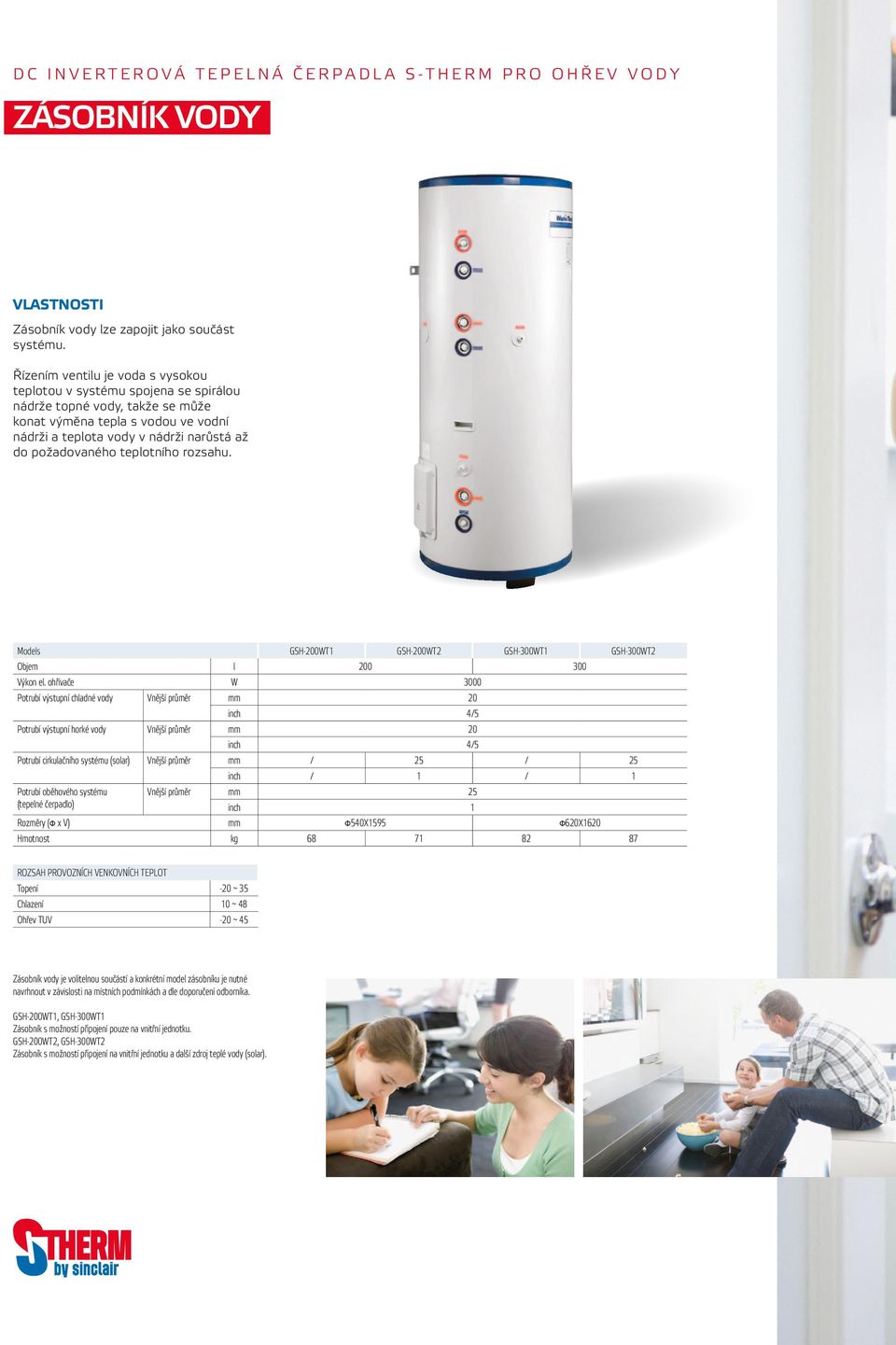 teplotního rozsahu. Models GSH-200WT1 GSH-200WT2 GSH-300WT1 GSH-300WT2 Objem l 200 300 Výkon el.