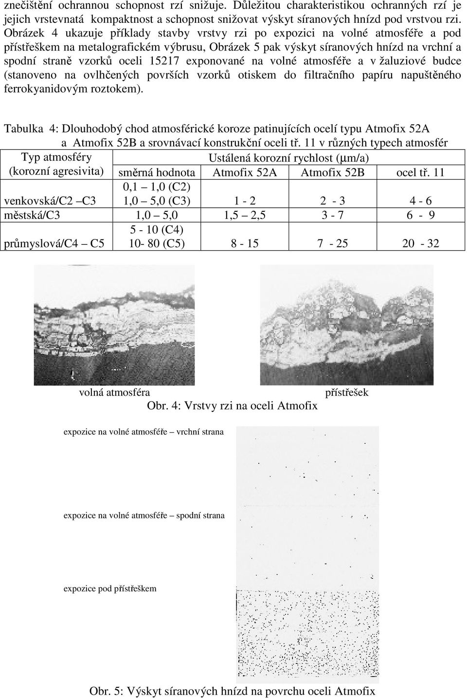 15217 exponované na volné atmosféře a v žaluziové budce (stanoveno na ovlhčených površích vzorků otiskem do filtračního papíru napuštěného ferrokyanidovým roztokem).