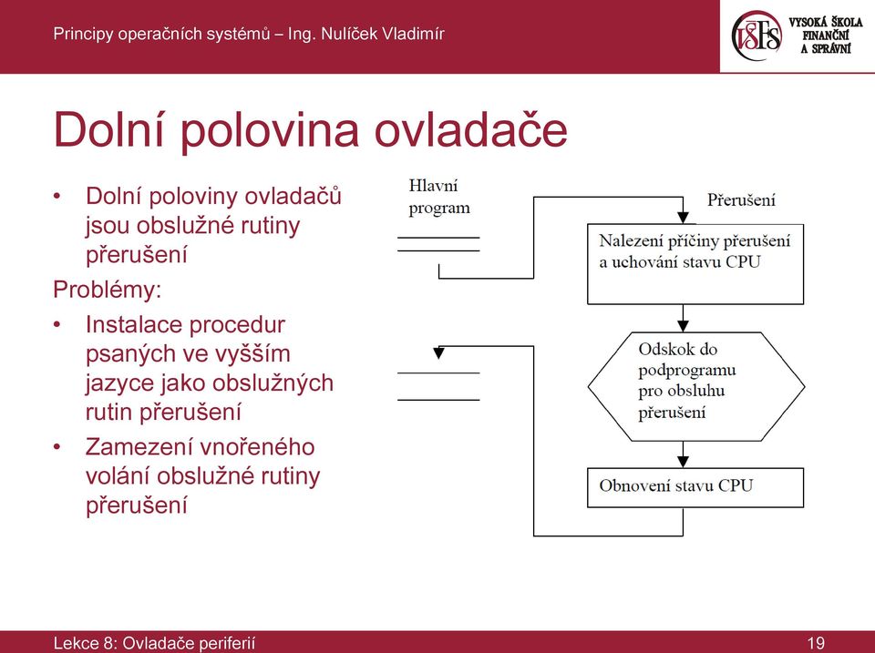 vyšším jazyce jako obslužných rutin přerušení Zamezení