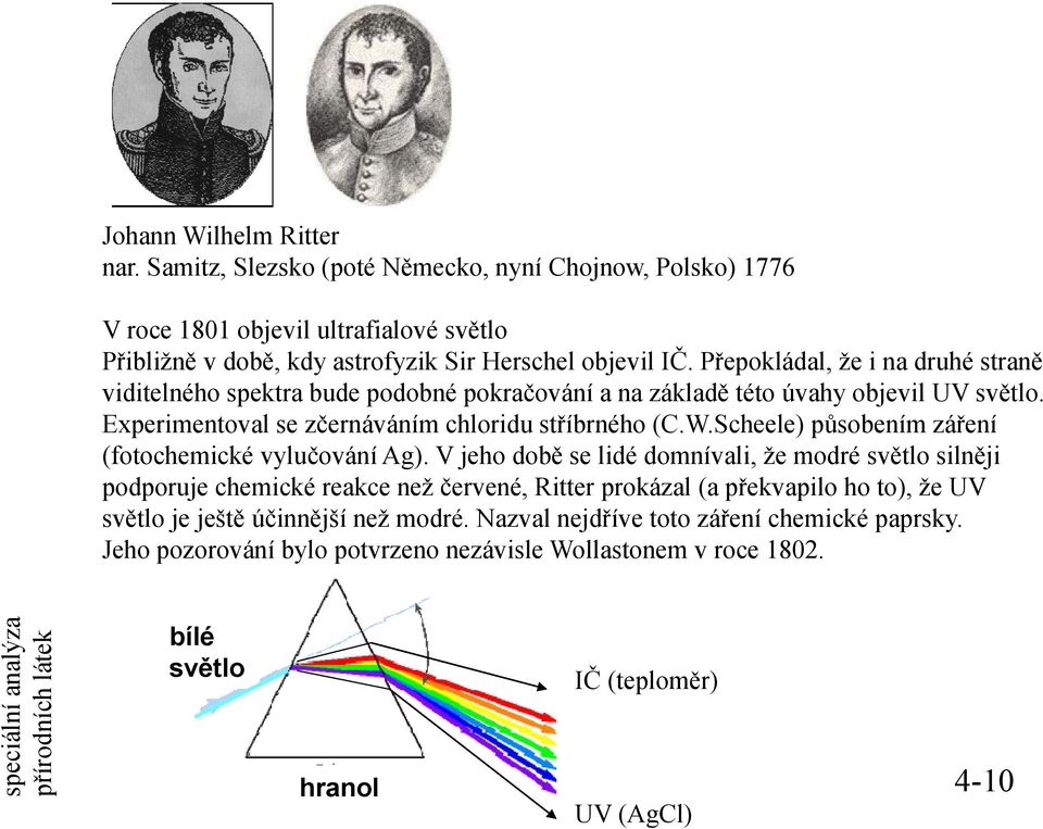 Scheele) působením záření (fotochemické vylučování Ag).