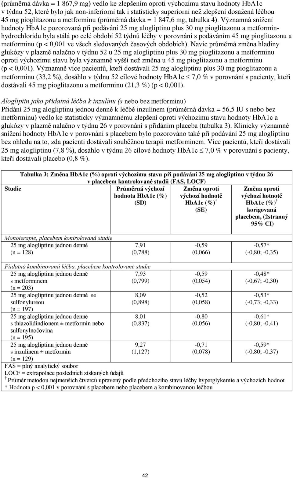 Významná snížení hodnoty HbA1c pozorovaná při podávání 25 mg alogliptinu plus 30 mg pioglitazonu a metforminhydrochloridu byla stálá po celé období 52 týdnů léčby v porovnání s podáváním 45 mg