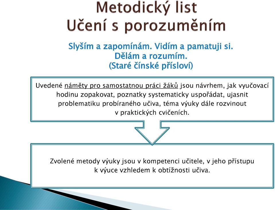 hodinu zopakovat, poznatky systematicky uspořádat, ujasnit problematiku probíraného učiva, téma