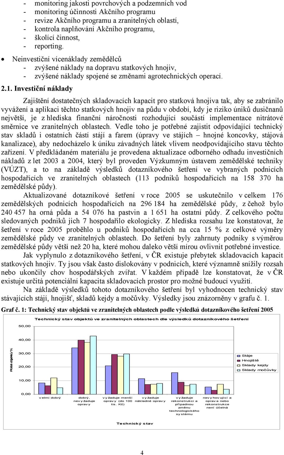 Investiční náklady Zajištění dostatečných skladovacích kapacit pro statková hnojiva tak, aby se zabránilo vyvážení a aplikaci těchto statkových hnojiv na půdu v období, kdy je riziko úniků dusičnanů