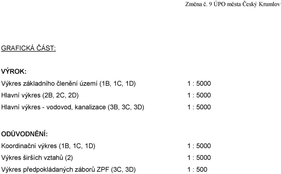 1C, 1D) 1 : 5000 Hlavní výkres (2B, 2C, 2D) 1 : 5000 Hlavní výkres - vodovod,