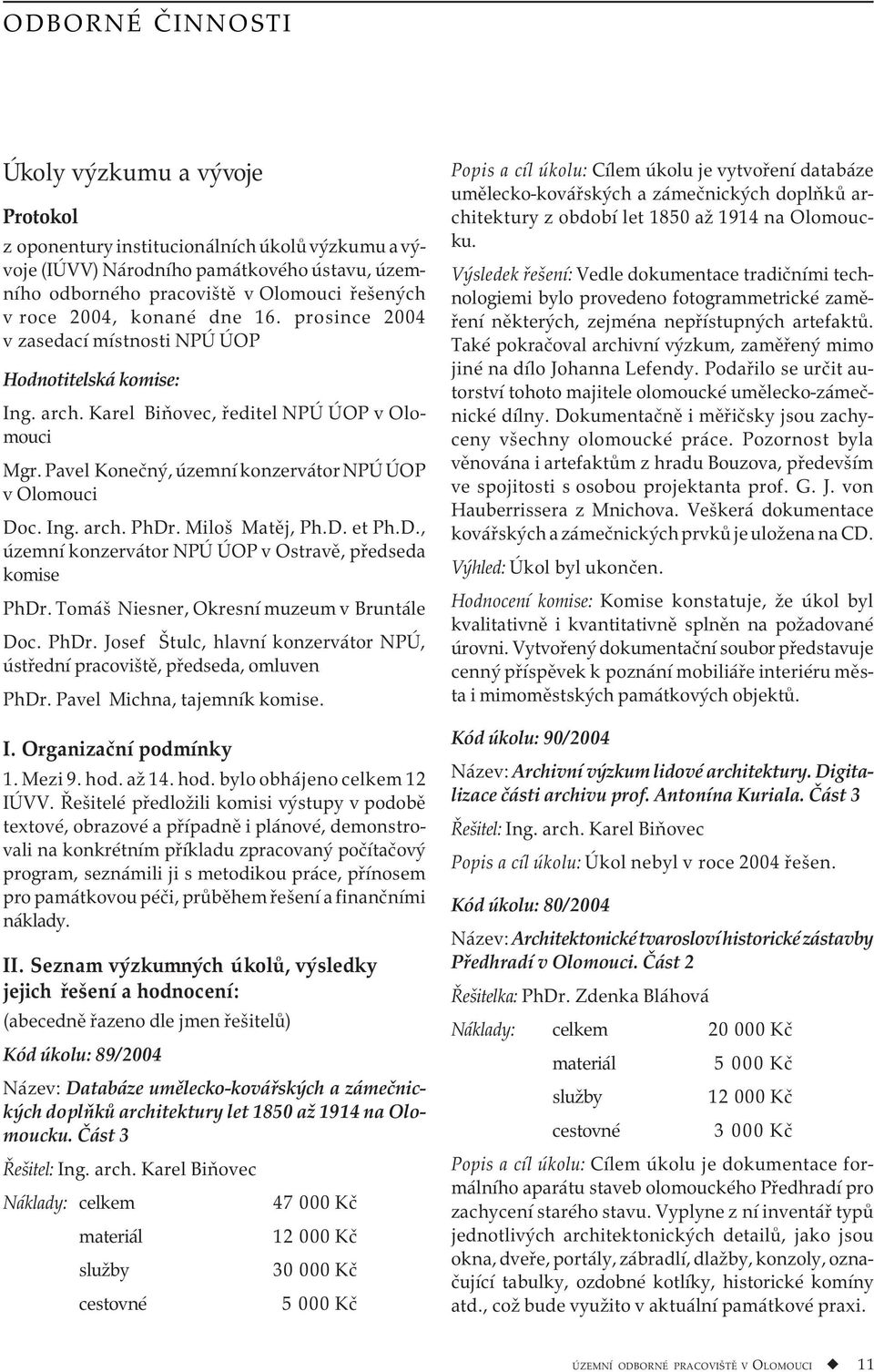 Miloš Matěj, Ph.D. et Ph.D., územní konzervátor NPÚ ÚOP v Ostravě, předseda komise PhDr. Tomáš Niesner, Okresní muzeum v Bruntále Doc. PhDr. Josef Štulc, hlavní konzervátor NPÚ, ústřední pracoviště, předseda, omluven PhDr.