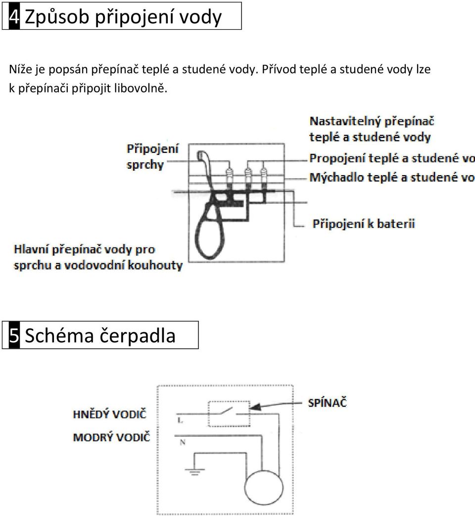 Přívod teplé a studené vody lze k