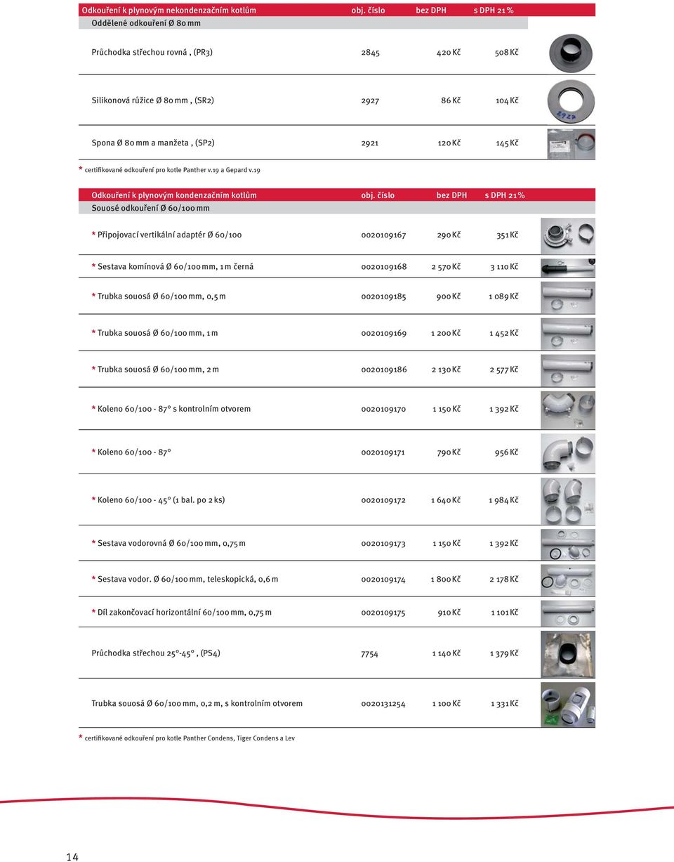 145 Kč * certifikované odkouření pro kotle Panther v.19 a Gepard v.19 Odkouření k plynovým kondenzačním kotlům obj.