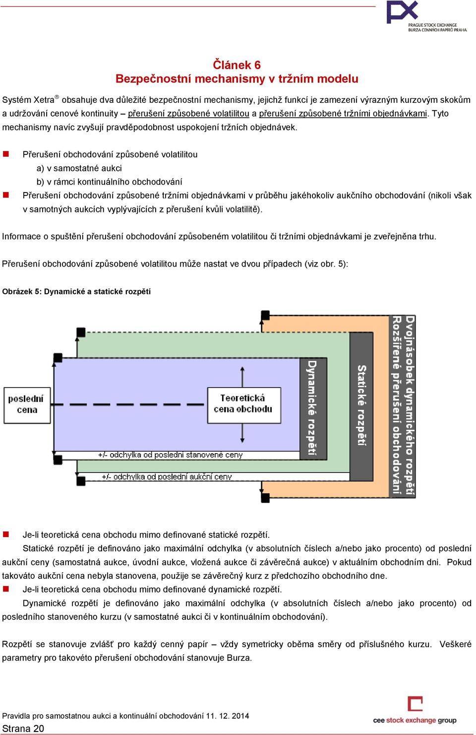 Přerušení obchodování způsobené volatilitou a) v samostatné aukci b) v rámci kontinuálního obchodování Přerušení obchodování způsobené tržními objednávkami v průběhu jakéhokoliv aukčního obchodování