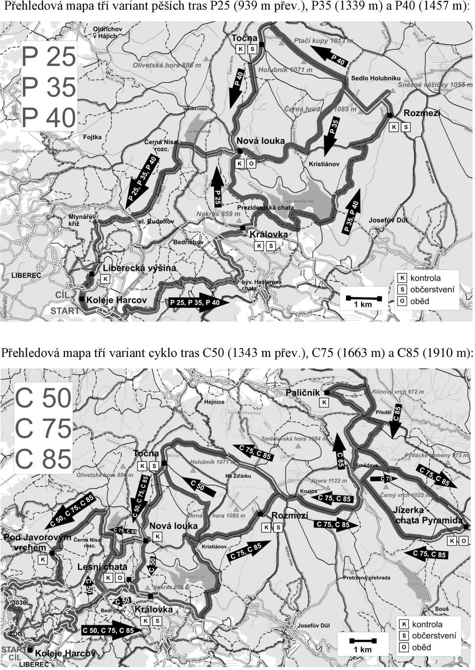 ), P35 (1339 m) a P40 (1457 m): Přehledová