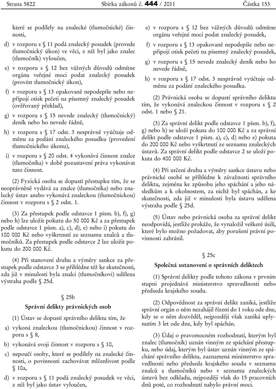 v rozporu s 12 bez vážných důvodů odmítne orgánu veřejné moci podat znalecký posudek (provést tlumočnický úkon), f) v rozporu s 13 opakovaně nepodepíše nebo nepřipojí otisk pečeti na písemný znalecký