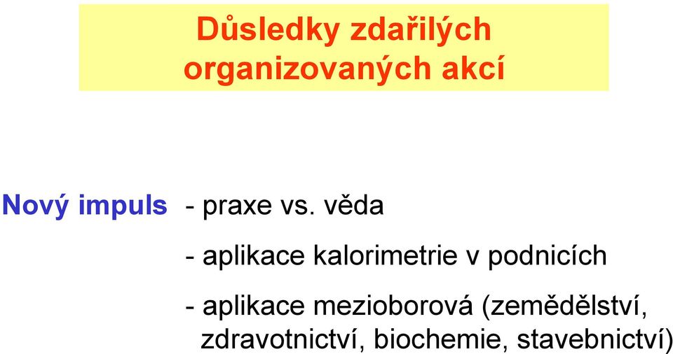 věda - aplikace kalorimetrie v podnicích -