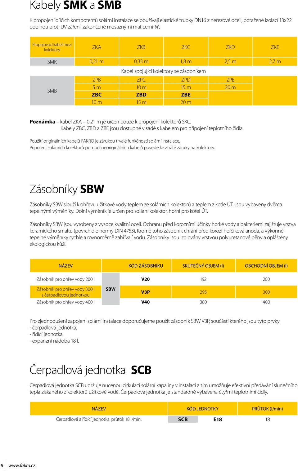 Poznámka kabel ZKA 0,21 m je určen pouze k propojení kolektorů SKC. Kabely ZBC, ZBD a ZBE jsou dostupné v sadě s kabelem pro připojení teplotního čidla.