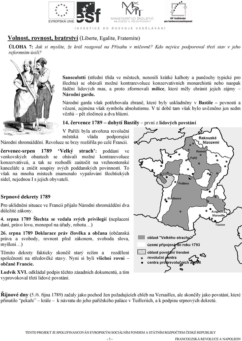 které měly chránit jejich zájmy Nárdní gardu. Nárdní garda však ptřebvala zbraně, které byly uskladněny v Bastile pevnsti a vězení, zejména však symblu abslutismu.