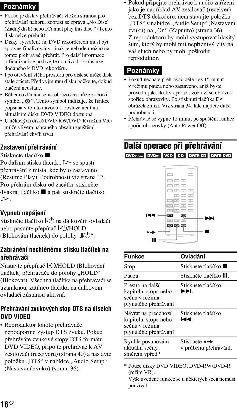 Pro další informace o finalizaci se podívejte do návodu k obsluze dodaného k DVD rekordéru. I po otevření víčka prostoru pro disk se může disk stále otáčet.