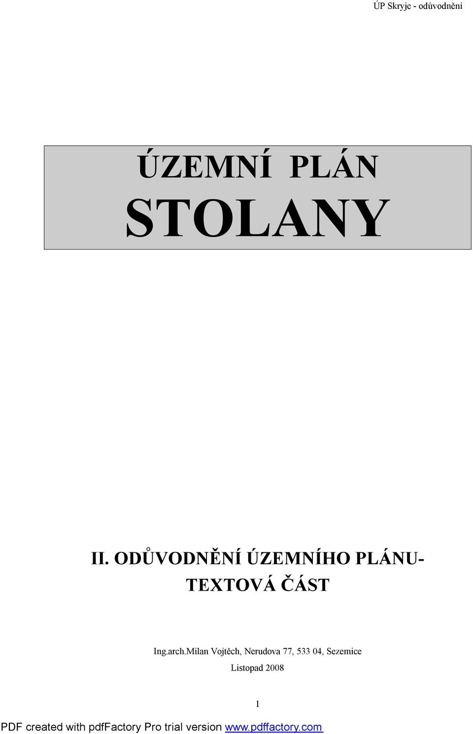 TEXTOVÁ ČÁST Ing.arch.