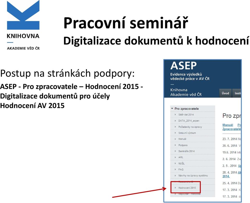 ASEP - Pro zpracovatele Hodnocení 2015 -