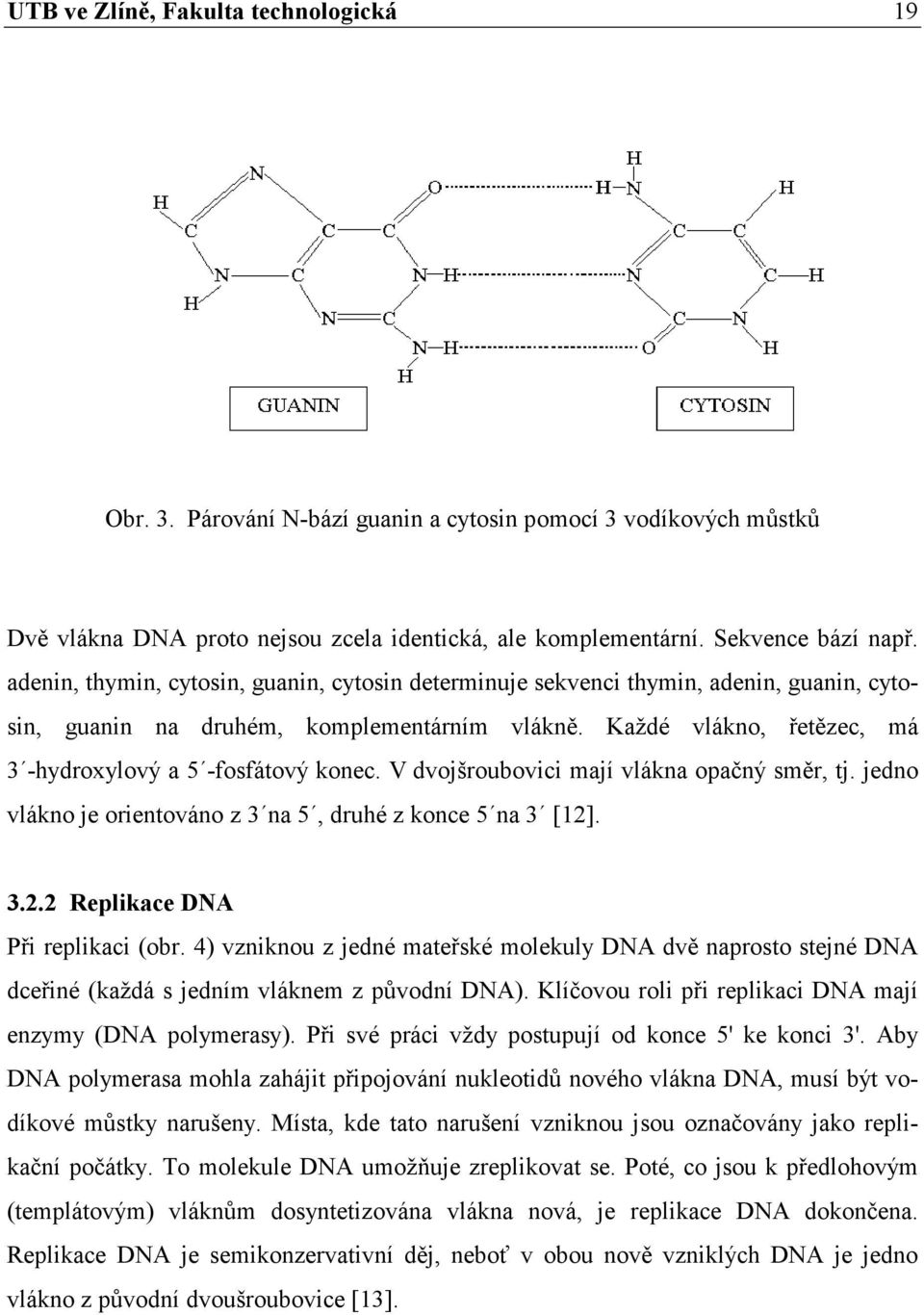 V dvojšroubovici mají vlákna opačný směr, tj. jedno vlákno je orientováno z 3 na 5, druhé z konce 5 na 3 [12]. 3.2.2 Replikace DNA Při replikaci (obr.