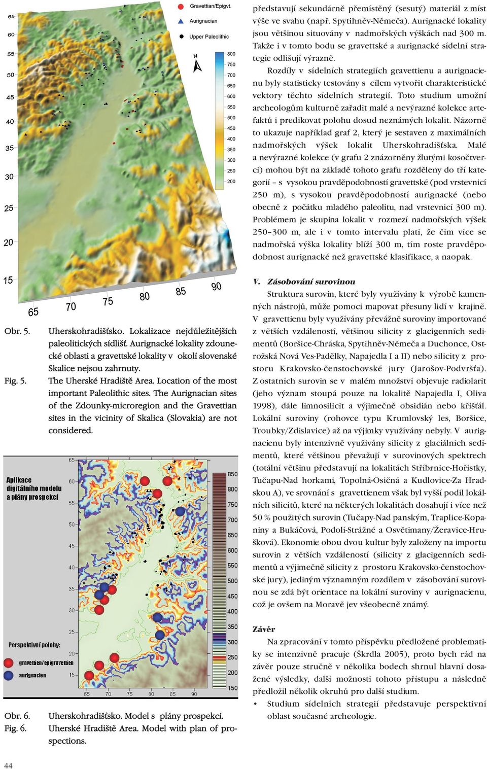 Rozdíly v sídelních strategiích gravettienu a aurignacienu byly statisticky testovány s cílem vytvořit charakteristické vektory těchto sídelních strategií.