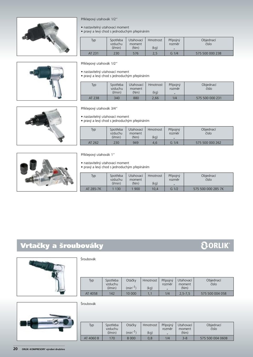 Příklepový utahovák 1 nastavitelný utahovací AT 285-7K 1 130 1 900 10,4 G 1/2 575 500 000 285 7K Vrtačky a šroubováky Šroubovák AT