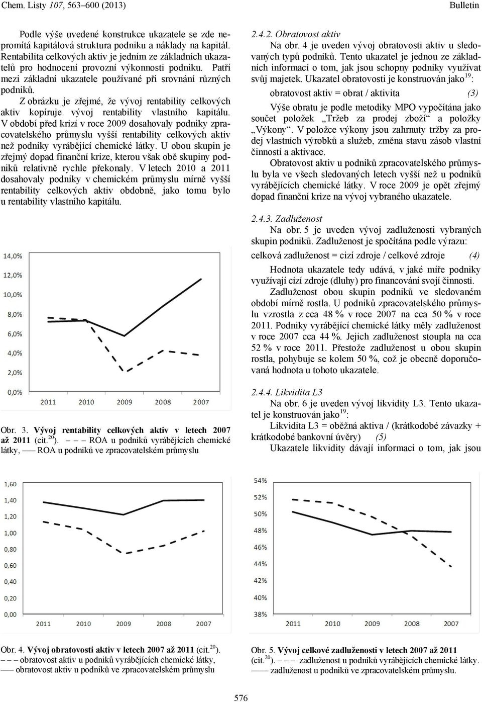 Z obrázku je zřejmé, že vývoj rentability celkových aktiv kopíruje vývoj rentability vlastního kapitálu.