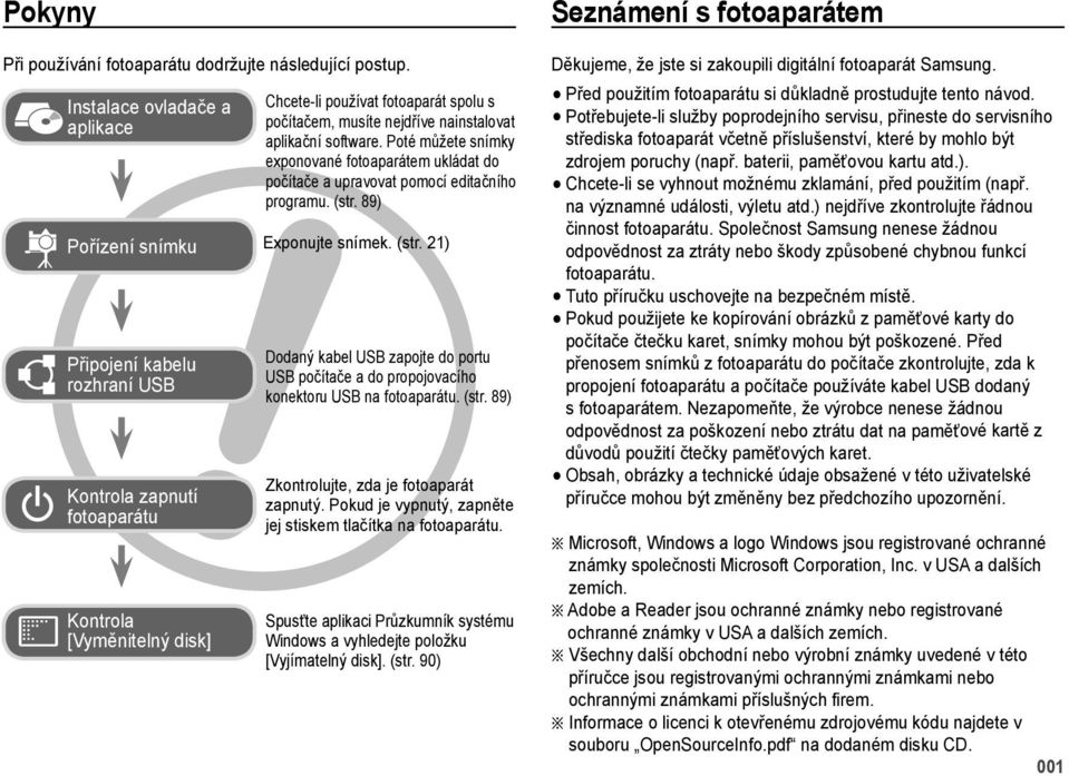 nainstalovat aplikační software. Poté můžete snímky exponované fotoaparátem ukládat do počítače a upravovat pomocí editačního programu. (str.