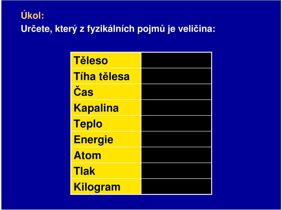 veličina: Těleso Tíha tělesa