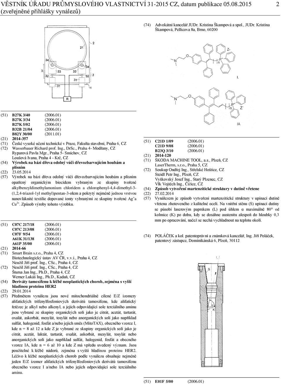 01) (21) 2014-357 (71) České vysoké učení technické v Praze, Fakulta stavební, Praha 6, CZ (72) Wasserbauer Richard prof. Ing., DrSc., Praha 4- Modřany, CZ Ryparová Pavla Mgr.