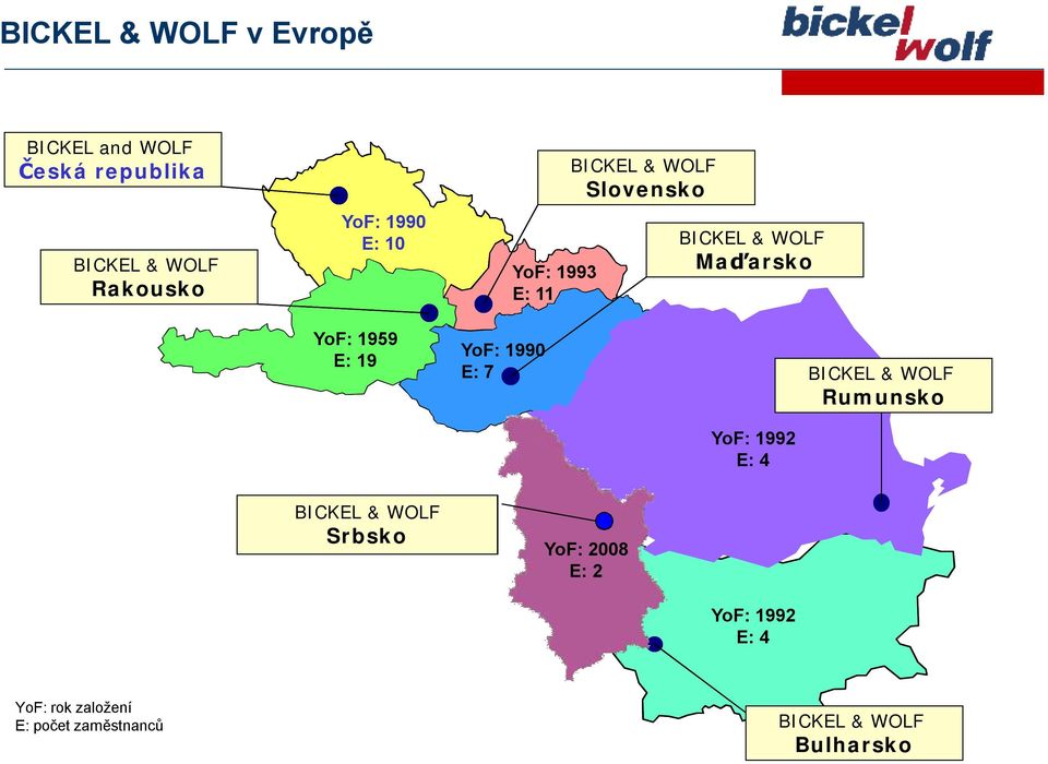 1959 E: 19 YoF: 1990 E: 7 BICKEL && WOLF Rumänien Rumunsko YoF: 1992 E: 4 BICKEL & WOLF Srbsko YoF: