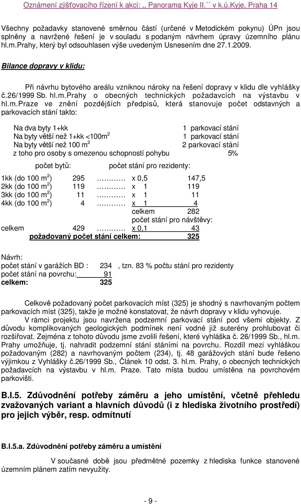 prahy o obecných technických požadavcích na výstavbu v hl.m.