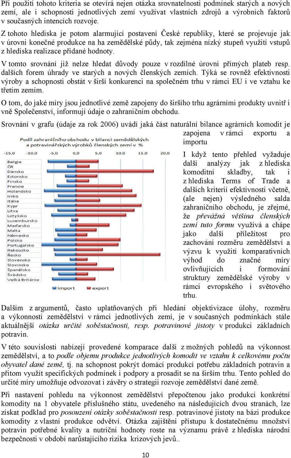 Z tohoto hlediska je potom alarmující postavení České republiky, které se projevuje jak v úrovni konečné produkce na ha zemědělské půdy, tak zejména nízký stupeň využití vstupů z hlediska realizace