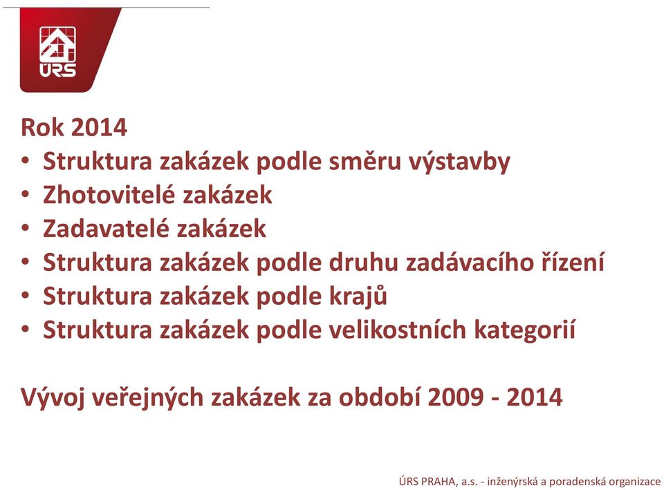 zadávacího řízení Struktura zakázek podle krajů Struktura