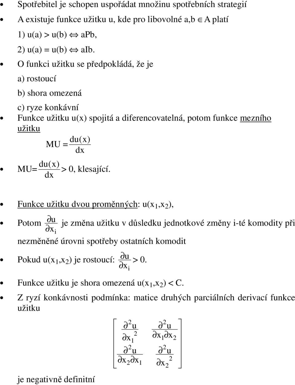 du ( x ) > 0, klesající.