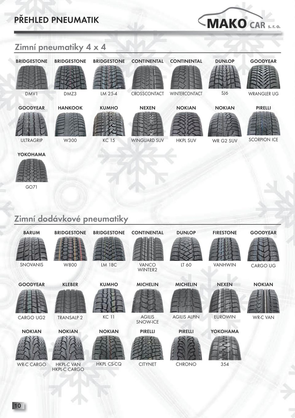 Bridgestone Bridgestone continental dunlop firestone goodyear Snovanis W800 LM 18C vanco winter2 LT 60 VANHWIN CARGO UG goodyear Kleber kumho michelin michelin nexen nokian